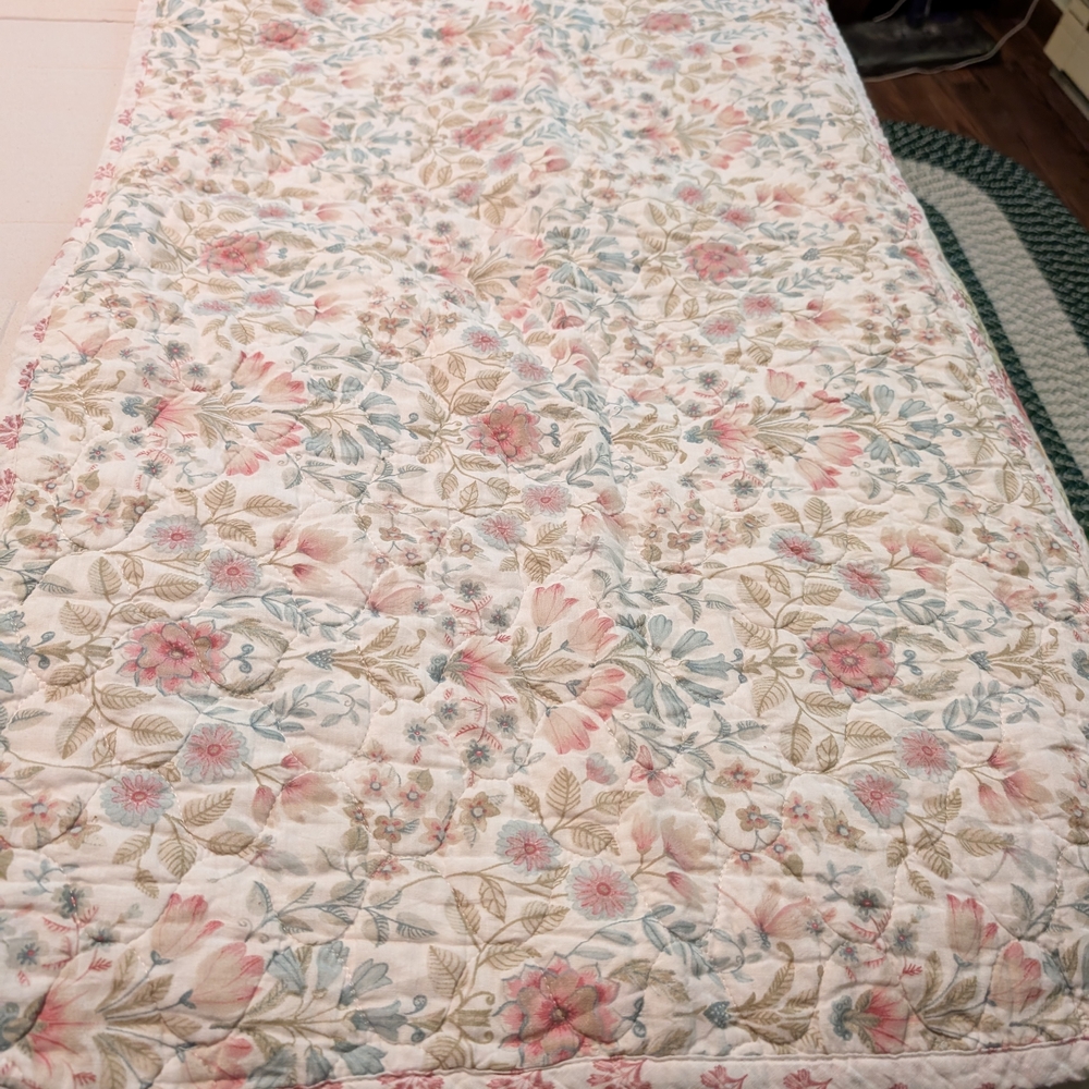 Floral King Size Pillow Shams with Pink and Blue Accents Set Of 2